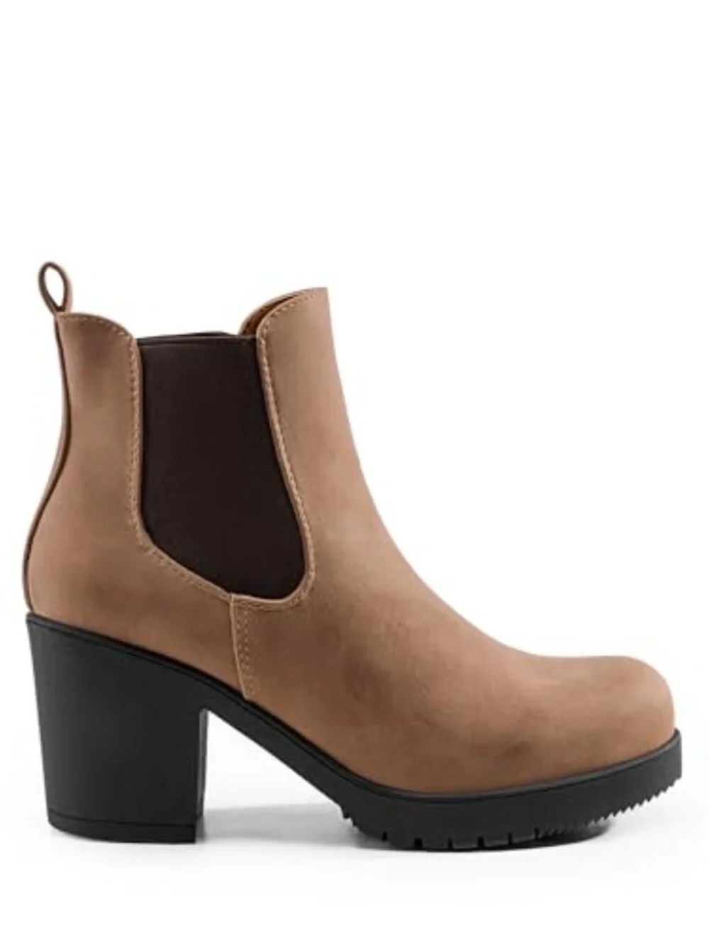 Women's High Chunky Heel Chelsea Ankle Boots Slip On Elastic Fall Heeled